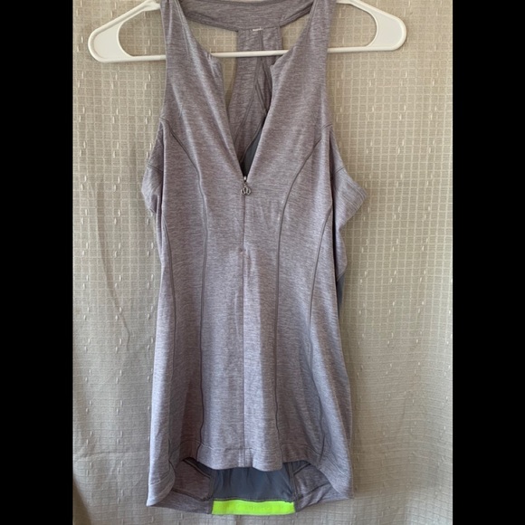 lululemon athletica Tops - LULULEMON Grey High Neck Cycling Tank Back Pockets